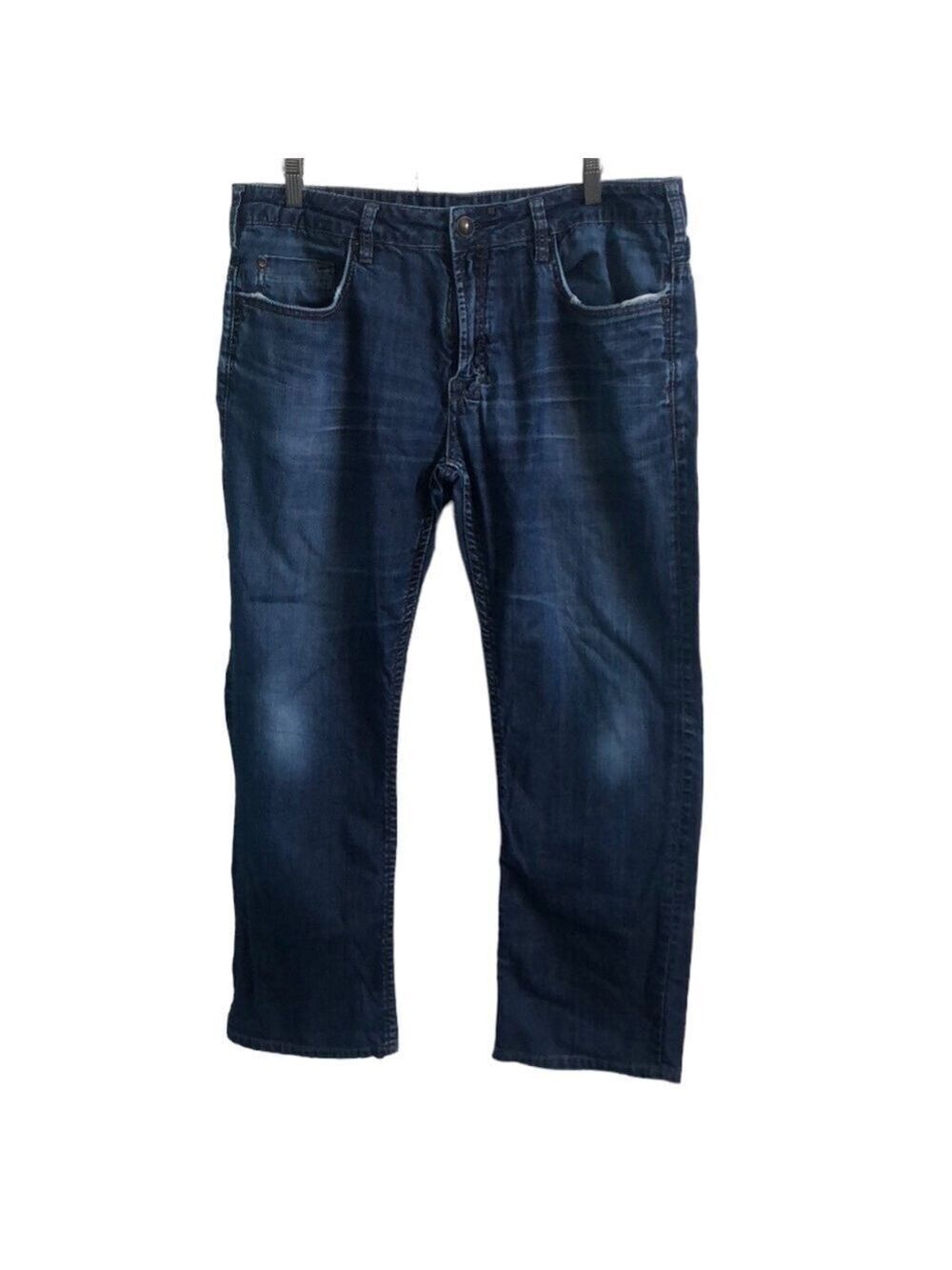 Buffalo David Button Six Straight Leg Mid Wash Blue Denim Jeans